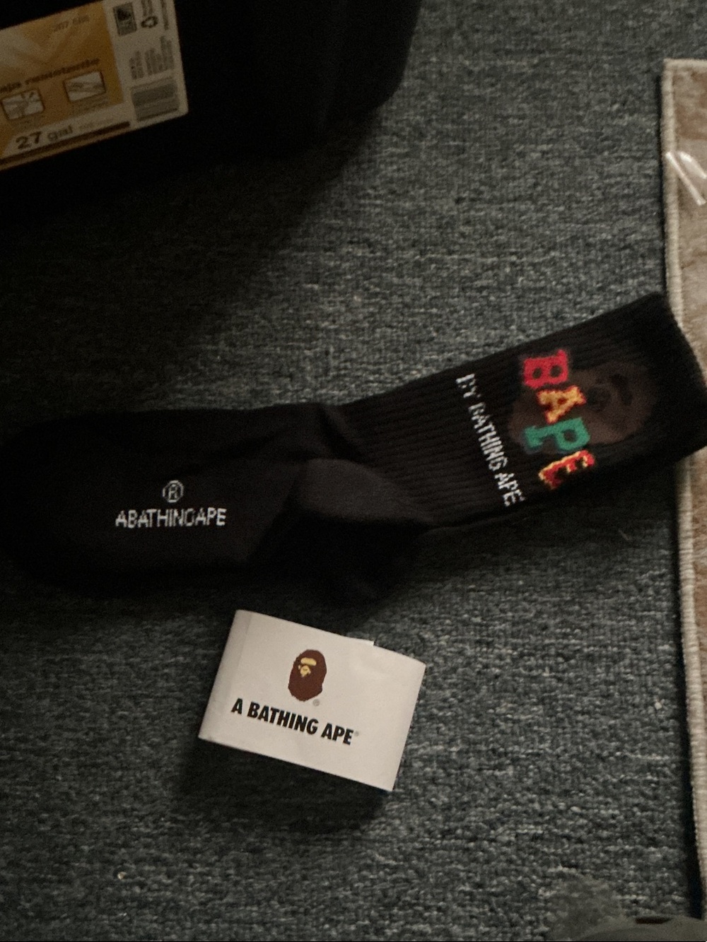 (BAPE) Black Logo Crew Socks - Multicolor Accent